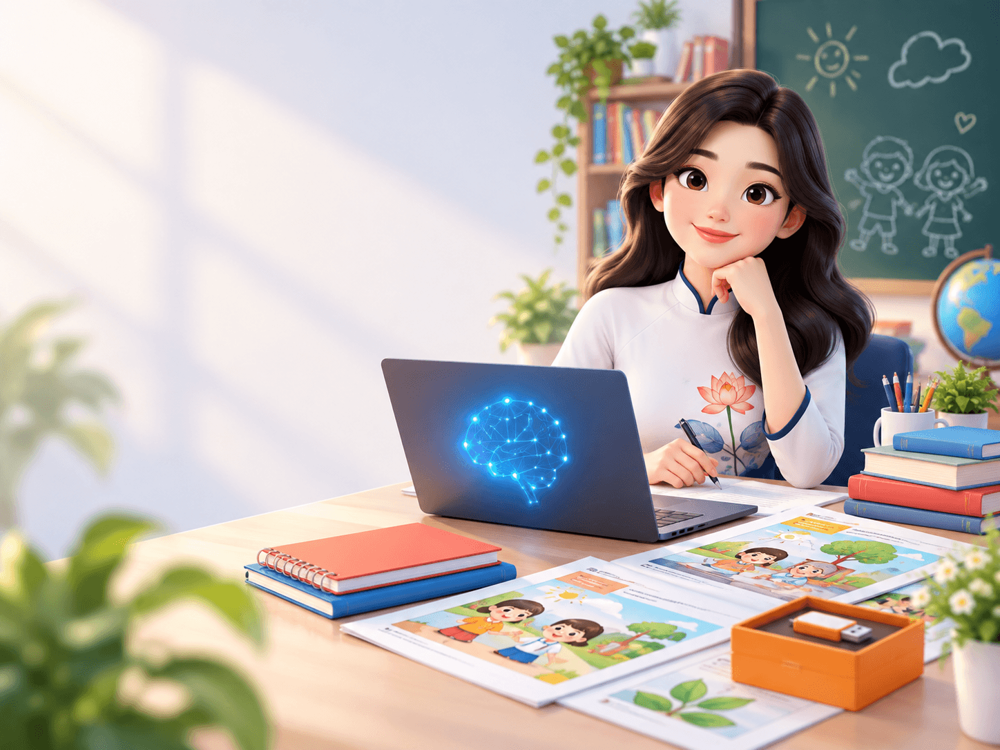 Giáo viên tiểu học sử dụng giáo án AI